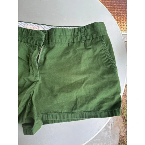 J.Crew Broken-In Chino Shorts Womens 10 Forest Green Cotton Casual Preppy - Picture 4 of 9